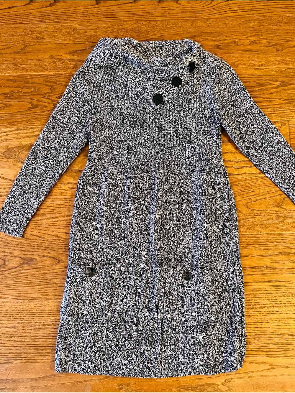 Style & Co. Gray Knit Midi Sweater Dress with Button Accents